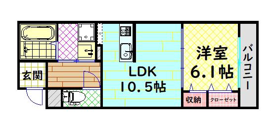 サンライズメゾン(1LDK/2階)の間取り写真