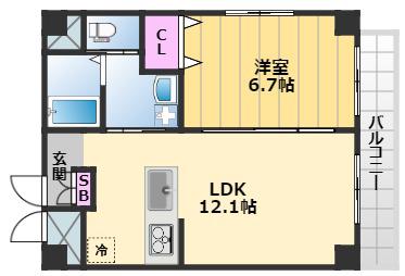 SHRIKE21新館(1LDK/5階)の間取り写真