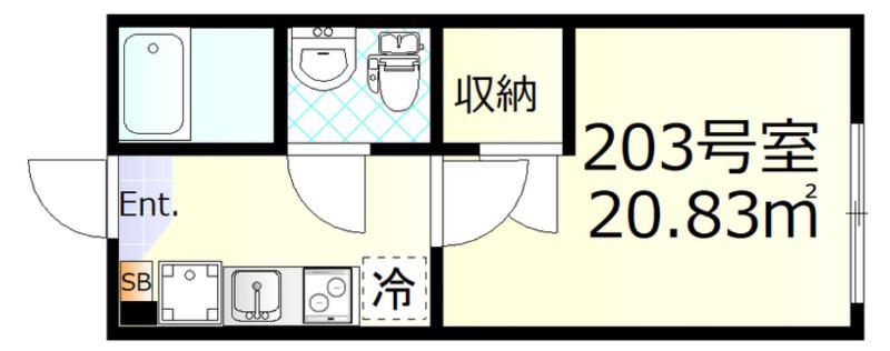 ルノン天空橋(1K/2階)の間取り写真