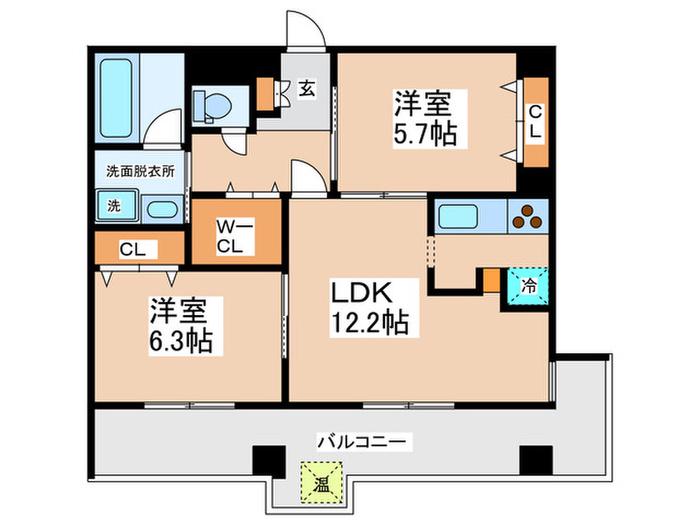 AXIS LIFE TSURUHARA(2LDK/7階)の間取り写真