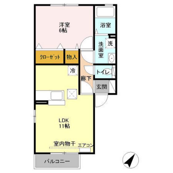 アリコ・ルージュ(1LDK/1階)の間取り写真