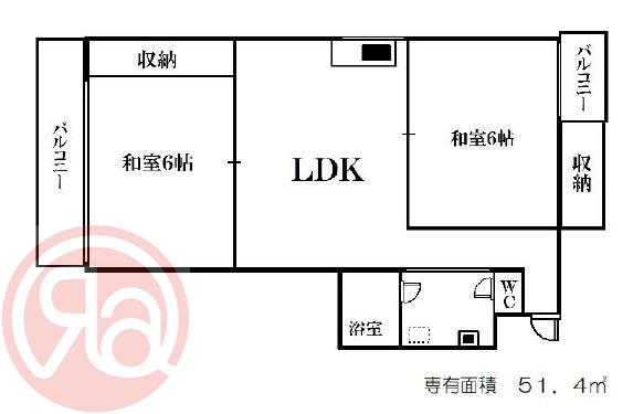 丸元ビル(2LDK/8階)の間取り写真