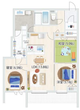 ウエスタンハイツ18(3LDK/2階)の間取り写真