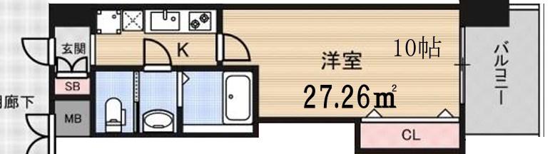 LUXE新大阪イーストII(1K/12階)の間取り写真