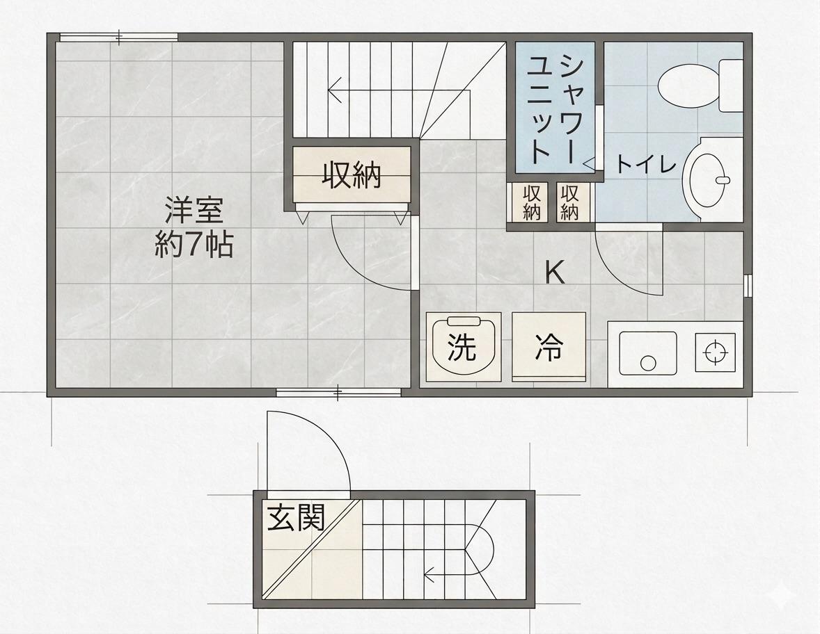 MOK.A-OSAKI(1K/2階)の間取り写真