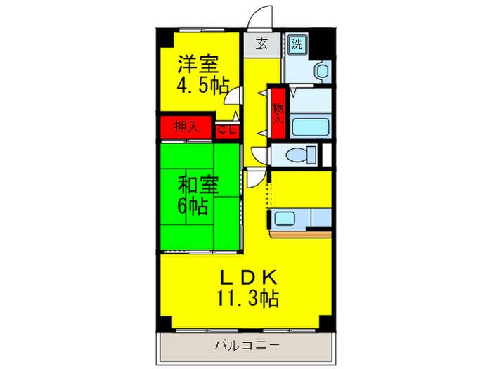 シェモア平野駅前(2LDK/4階)の間取り写真