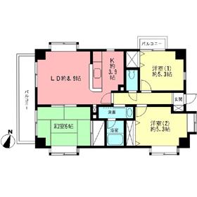 サニーフラット新百合(3LDK/2階)の間取り写真