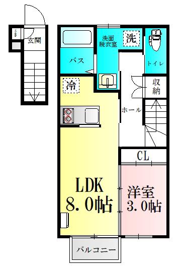BAU・FB(1LDK/2階)の間取り写真