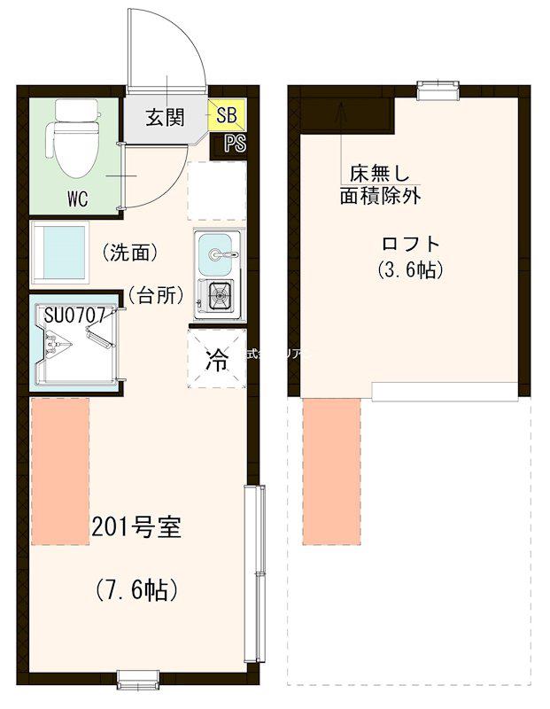 USTAR ESTATE東十条(ワンルーム/2階)の間取り写真