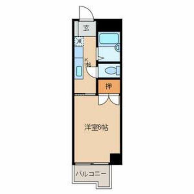 マンション如月(1K/2階)の間取り写真
