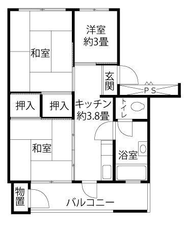 久留米下里(3K/5階)の間取り写真