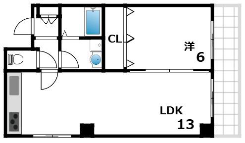 ウェブハウス魚崎(1LDK/4階)の間取り写真