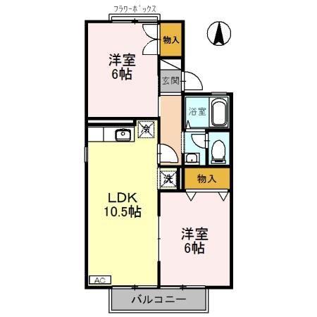 サンモール北花田B(2LDK/1階)の間取り写真