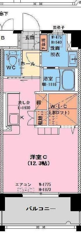チェルシー神宮外苑(ワンルーム/4階)の間取り写真