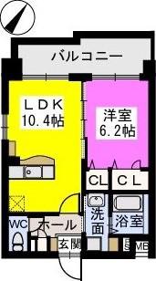 グランドゥール清水(1LDK/5階)の間取り写真