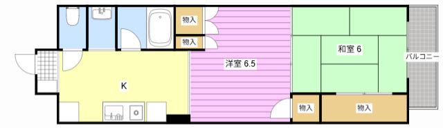 エンブレム元浜(1LDK/7階)の間取り写真