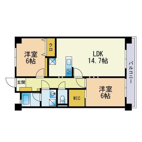 第2センタービル(2LDK/2階)の間取り写真