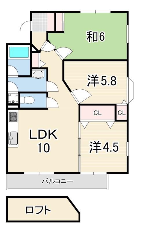 メープルコート(3LDK/3階)の間取り写真