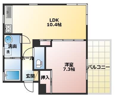 ヴィラ神仙寺(1LDK/1階)の間取り写真