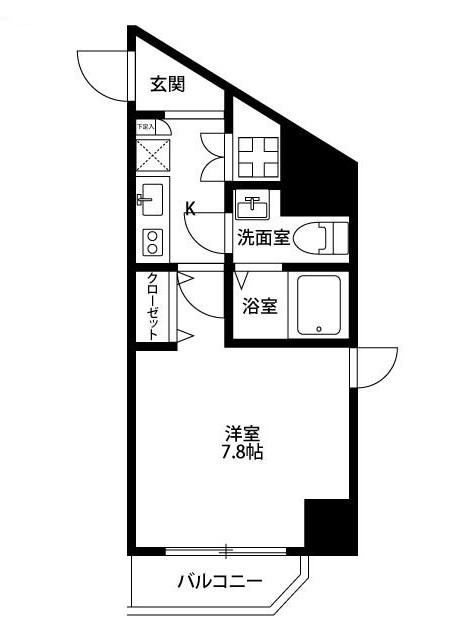 プレール・ドゥーク川崎平間(1K/7階)の間取り写真