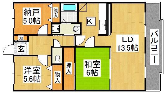 グレース上野芝(3LDK/2階)の間取り写真