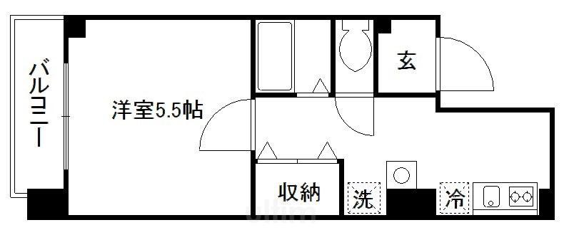TS CASA御幸町(1K/2階)の間取り写真