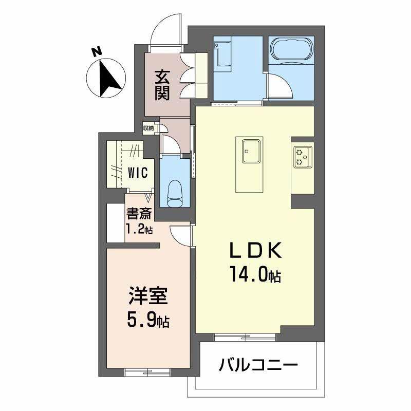 グレインコート(1LDK/4階)の間取り写真