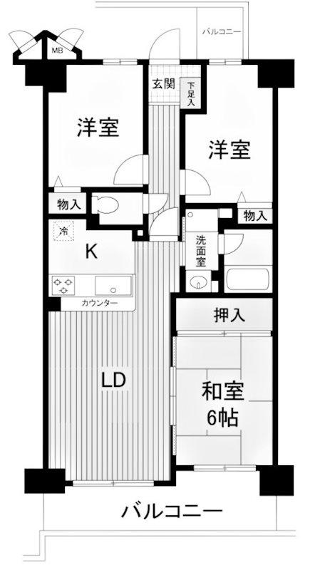 WELFARE AKASHI(3LDK/6階)の間取り写真