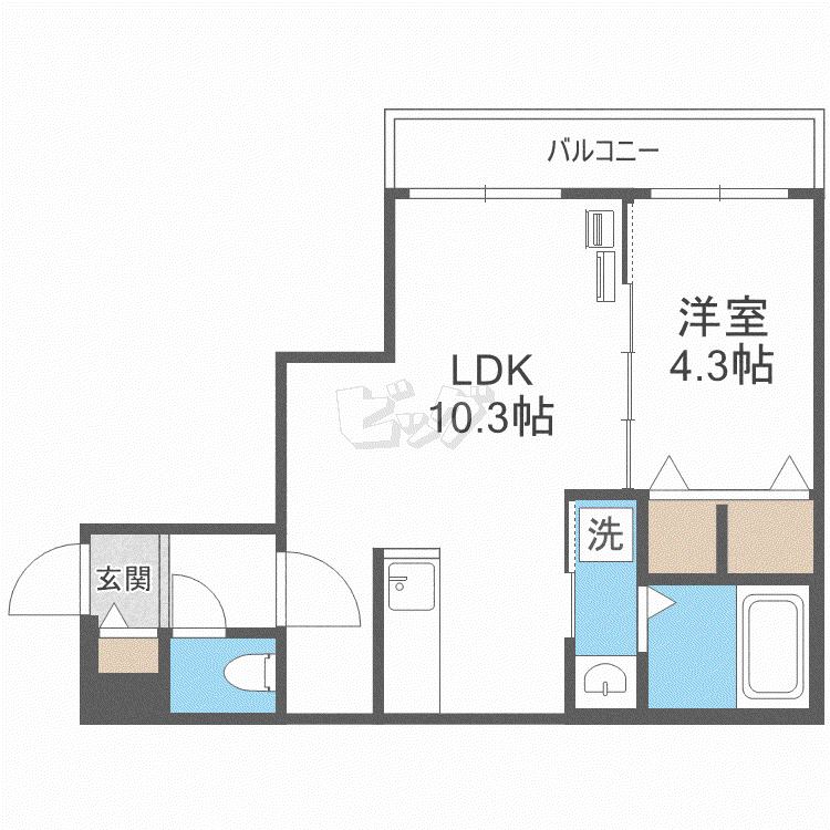 AGERATE二十四軒(1LDK/3階)の間取り写真