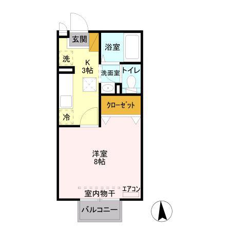 アンジェリークB(1K/1階)の間取り写真