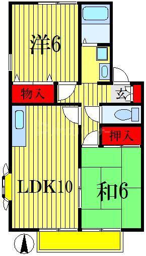 ヴィラージュコート弐番館(2LDK/2階)の間取り写真
