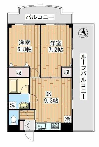 貸マンション 横浜市青葉区美しが丘5丁目(2DK/3階)の間取り写真