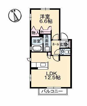 シャーメゾンカナリー(1LDK/1階)の間取り写真