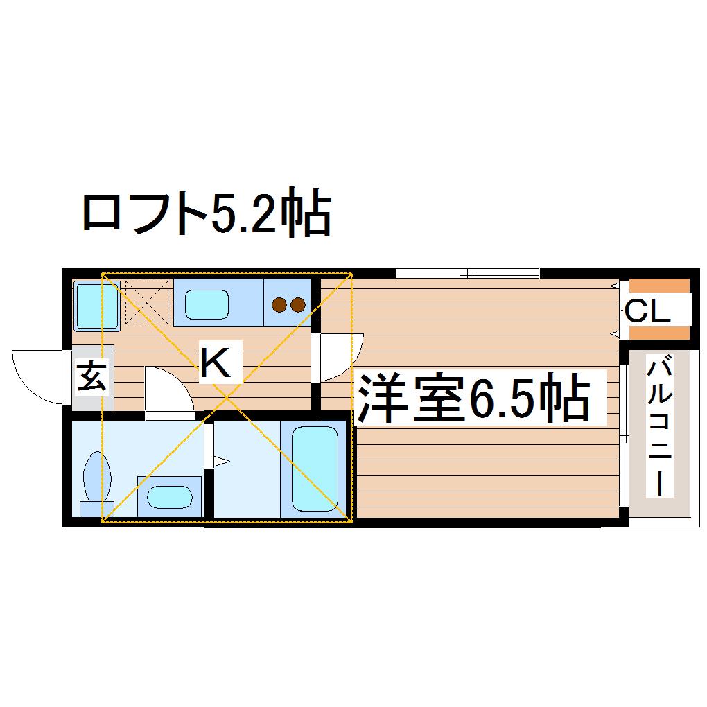 ソエル長町(1K/2階)の間取り写真