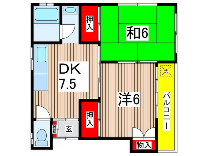 ゴールデンハイツA(2DK/2階)の間取り写真