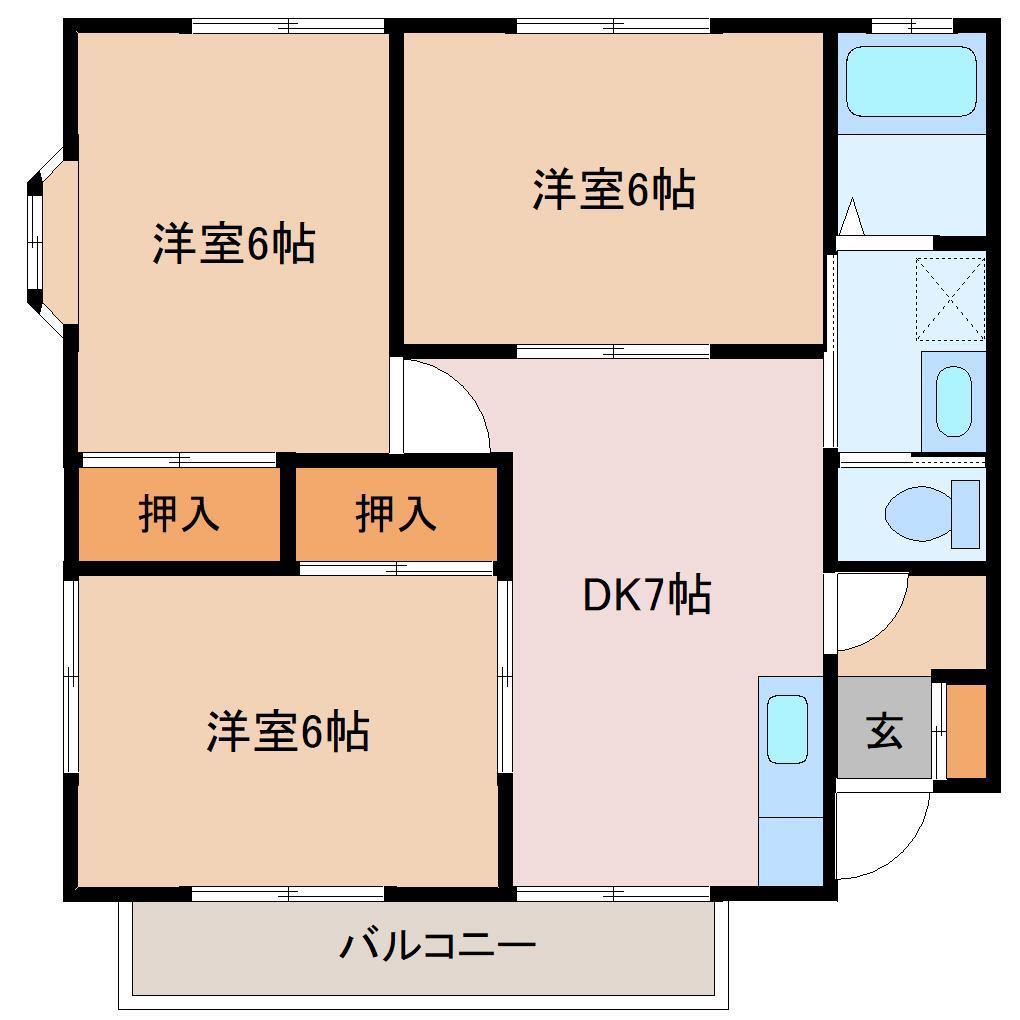 リバティマルマンIII(3DK/2階)の間取り写真