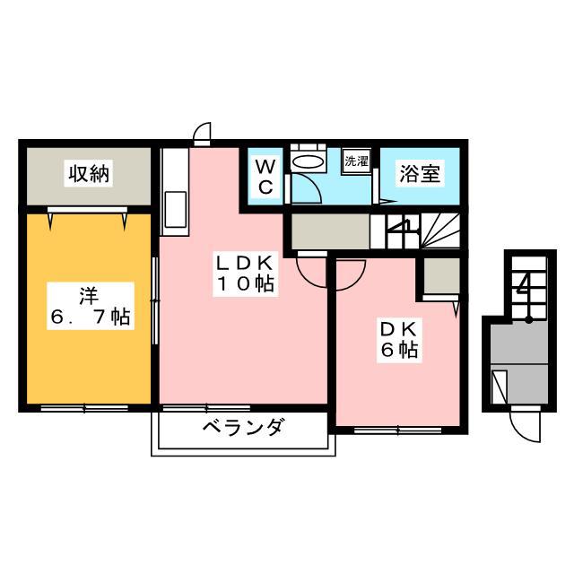 メゾンソレイユB(2LDK/2階)の間取り写真