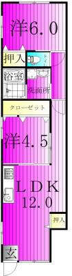 LIKE高野山A棟(2LDK/1階)の間取り写真