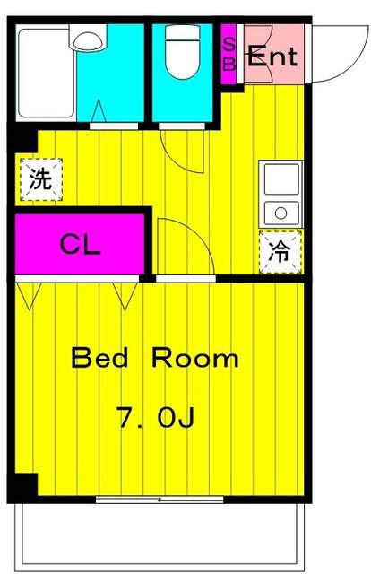 ラップウィング(1K/2階)の間取り写真