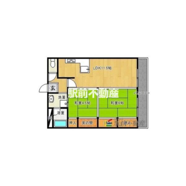 ヒカリノ宮ノ陣(2LDK/3階)の間取り写真