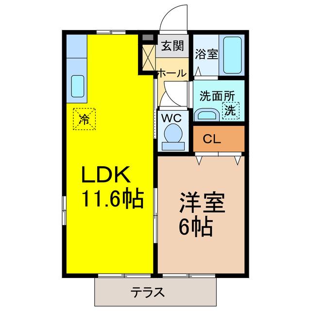 シンセリティ八戸溝(1LDK/1階)の間取り写真