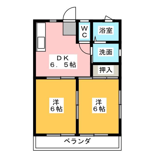 コーポ淀平(2DK/2階)の間取り写真