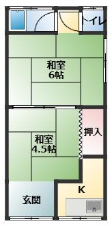 メゾン北新町(2K/2階)の間取り写真