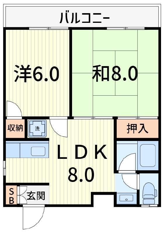 ハイツタナカII(2LDK/1階)の間取り写真