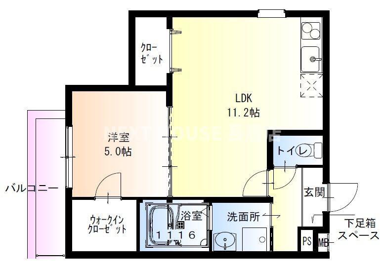 フジパレス我孫子西I番館(1LDK/2階)の間取り写真