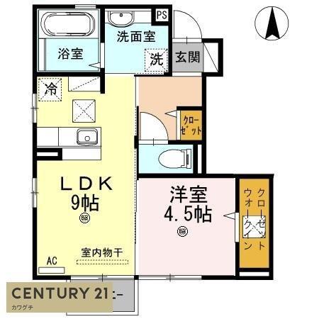 カーサ フェリーチェ(1LDK/1階)の間取り写真