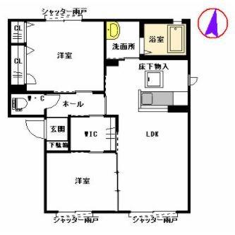プロムナード(2LDK/2階)の間取り写真