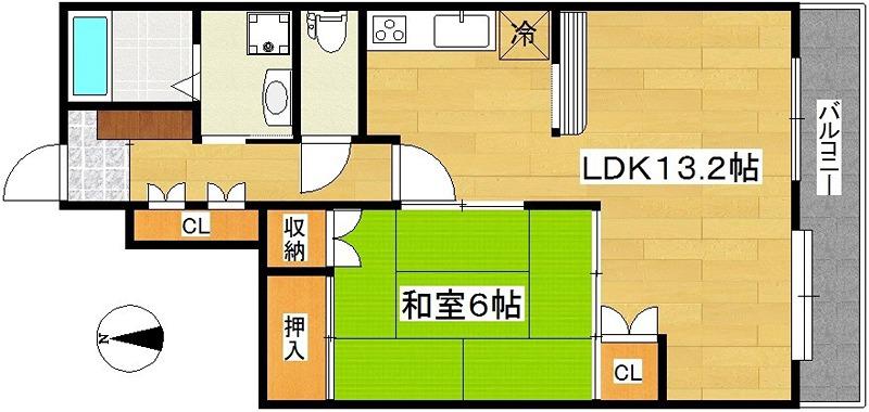 サンワクストリー大和(1LDK/1階)の間取り写真