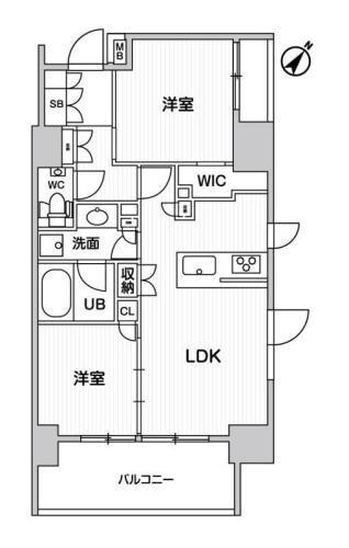 ディームス大井町(2LDK/9階)の間取り写真