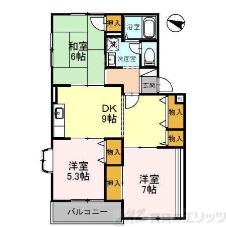 第2パールハイツ(3DK/2階)の間取り写真